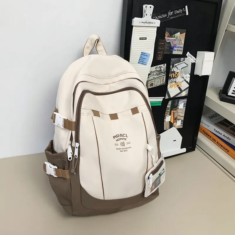 URBAN FOREST Nylon Backpack Unisex Black Red/Purple/Green Blue/Coffee-29