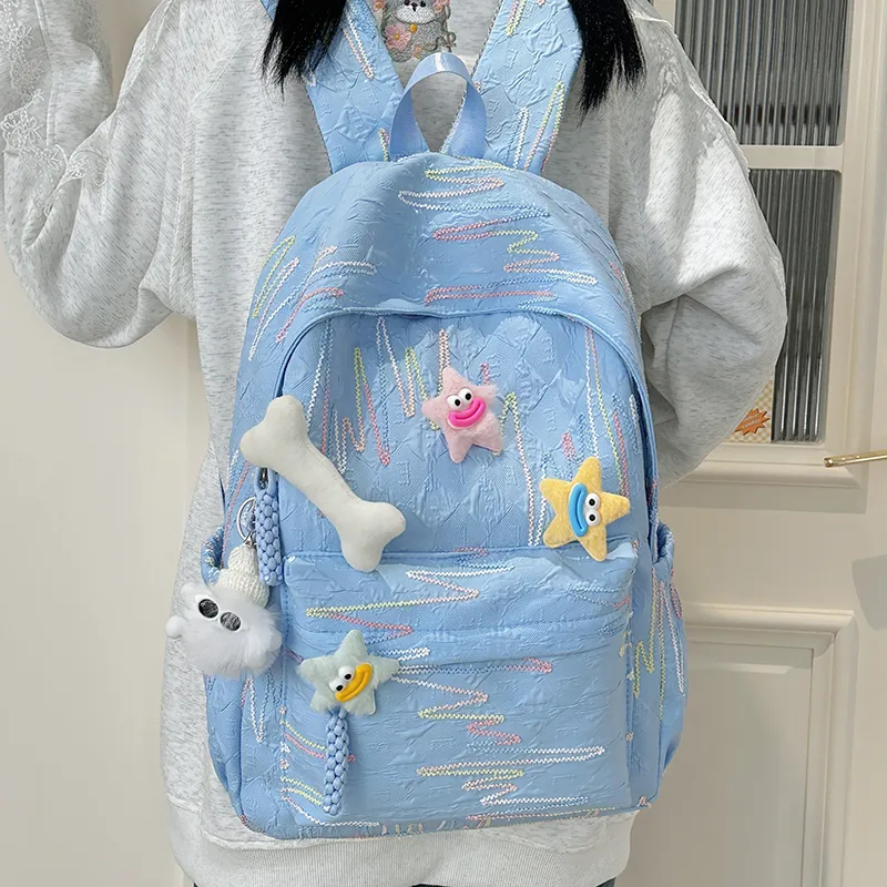 URBAN FOREST Nylon Backpack Women's Blue/Yellow/Pink/Black/White-1