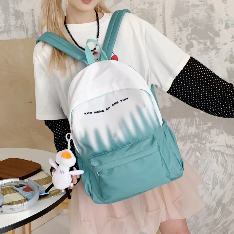 URBAN FOREST Nylon Backpack Unisex Pink/Green/Blue-12