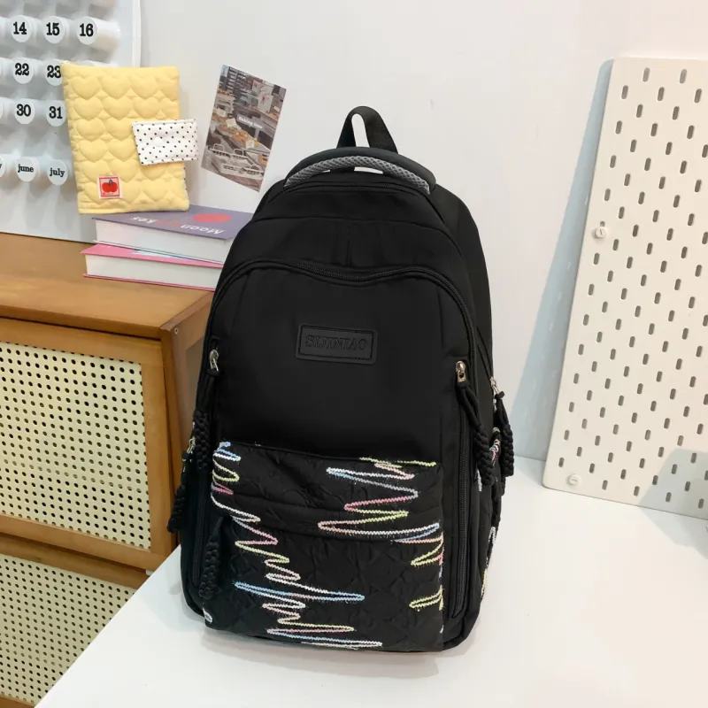 URBAN FOREST Nylon Backpack Unisex White/Black/Red/Yellow/Pink-7