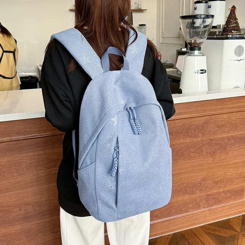 URBAN FOREST Corduroy Backpack Unisex Blue/Pink/Red/White/Black-2