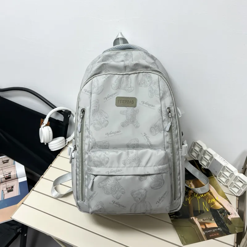 URBAN FOREST Composite Cloth Backpack Unisex White/Gray/Black/Green-5