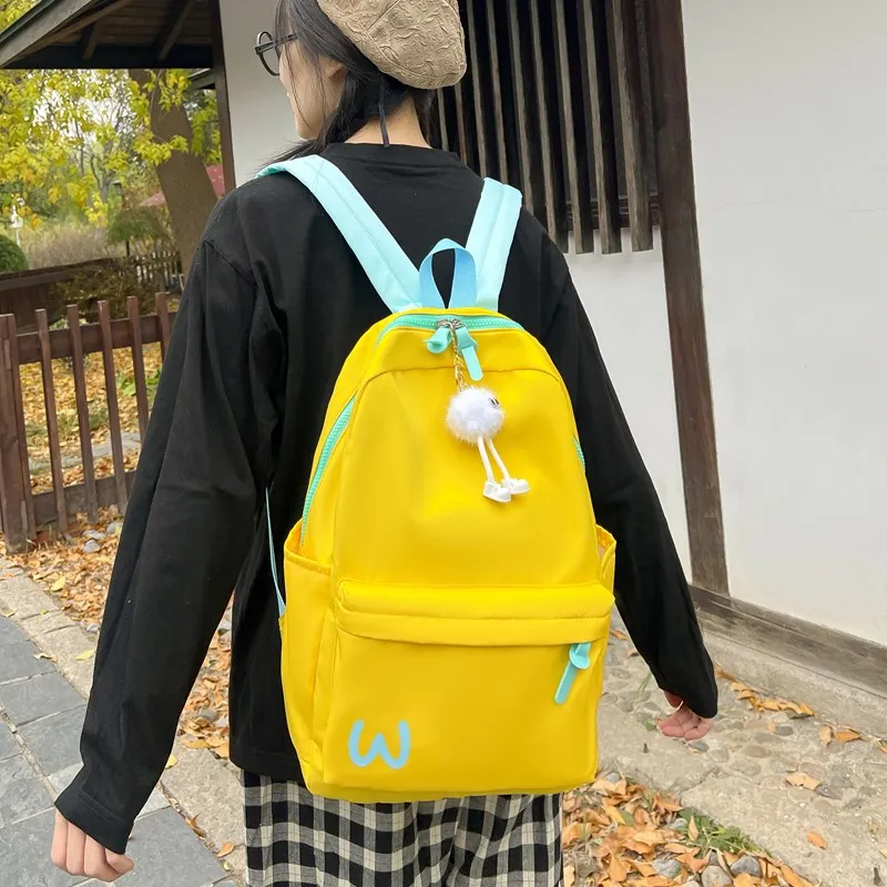 URBAN FOREST Composite Cloth Backpack Unisex Black/Pink/Bright Yellow/Lake Blue-15