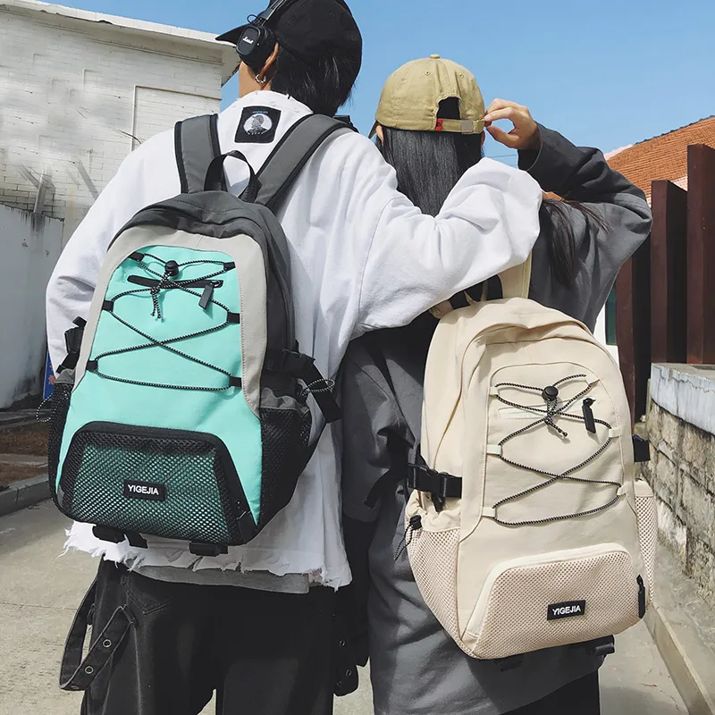 URBAN FOREST Nylon Backpack Unisex Light Green/Violet/Black/Ecru-19