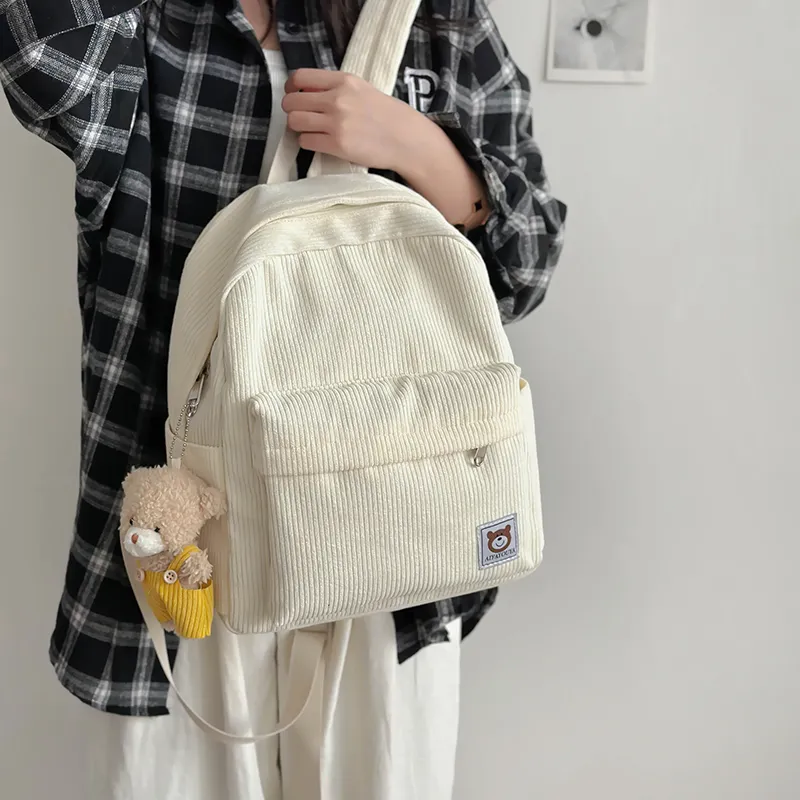URBAN FOREST Corduroy Backpack Unisex Multicolor-21