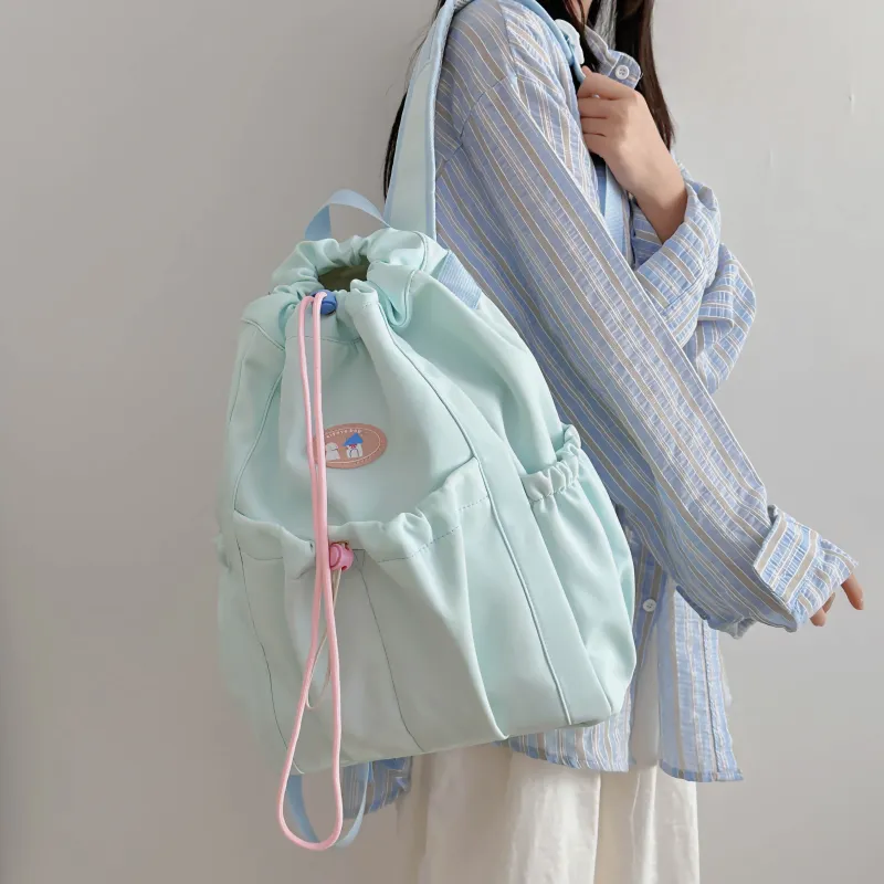 URBAN FOREST Nylon Backpack Unisex Ecru/Black/Yellow/Light Green/Pink-14