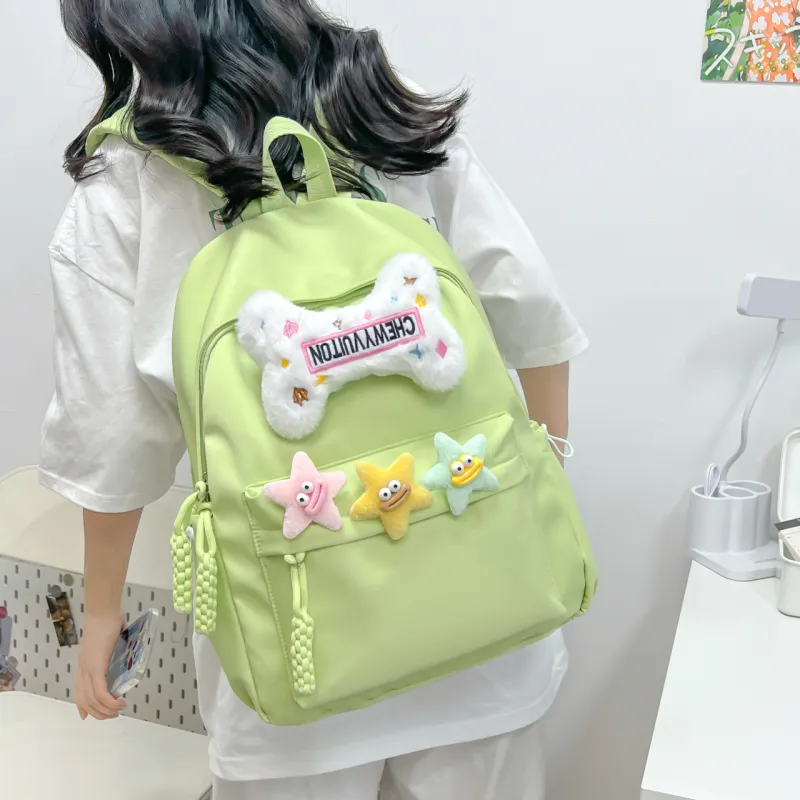 URBAN FOREST Composite Cloth Backpack Unisex Yellow/Pink/Black/Green/White-21