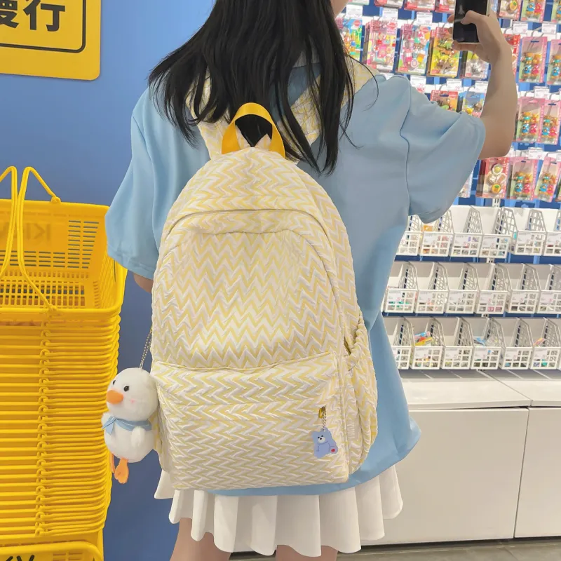 URBAN FOREST Nylon Backpack Unisex Yellow/Light Green/Light Blue/Pink/Silver-5