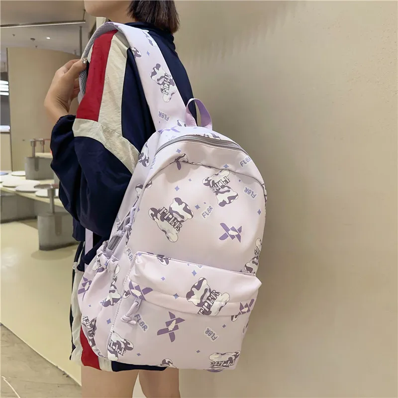 URBAN FOREST Nylon Backpack Unisex White/Color/Black Purple/Green/Lazy/Cover-11