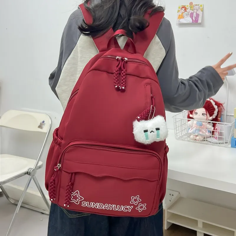 URBAN FOREST Composite Cloth Backpack Unisex Red/Yellow/Green/Blue/Pink/Black-2