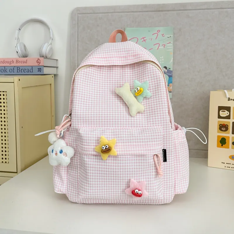 URBAN FOREST Nylon Backpack Unisex Black/Red/Yellow/Green/Blue/Pink-27