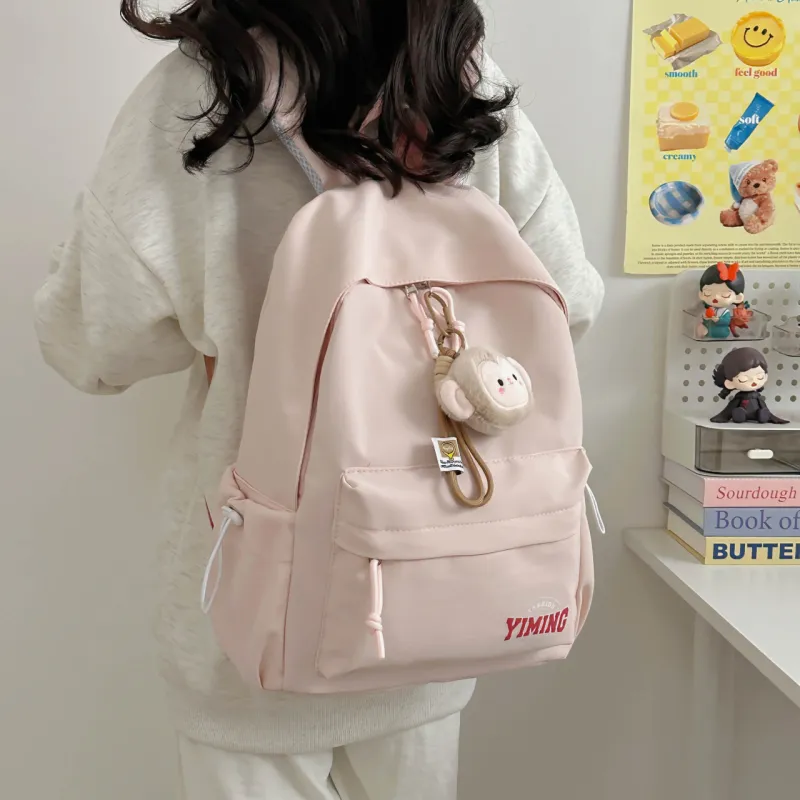 URBAN FOREST Nylon Backpack Unisex Pink/Light Blue/Burgundy/Black/White-2