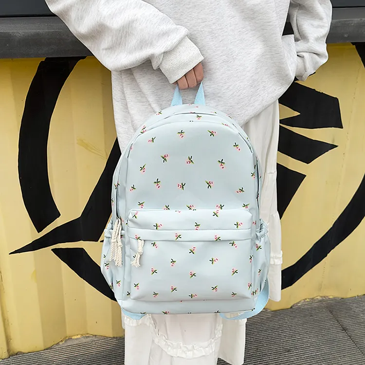 URBAN FOREST Nylon Backpack Unisex Ecru/Black/Pink/Sky Blue-23
