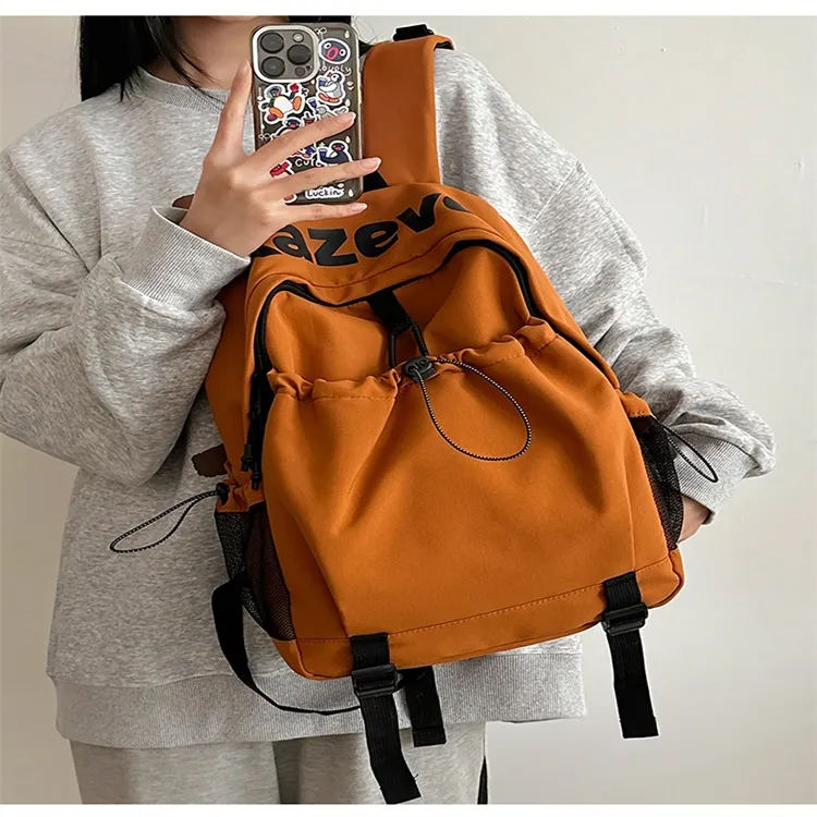 URBAN FOREST Nylon Backpack Unisex Gray/Black/Orange/Pink-14