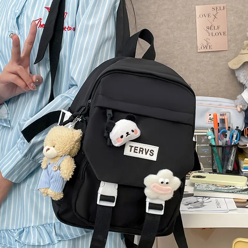URBAN FOREST Nylon Backpack Unisex White/Black/Yellow/Green/Blue/Pink-8