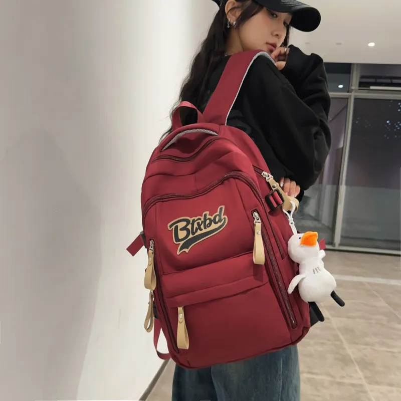 URBAN FOREST Nylon Backpack Regular Unisex White/Black/Red/Khaki-17