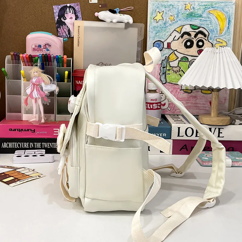 URBAN FOREST Nylon Backpack Unisex White/Black/Yellow/Green/Blue/Pink-3