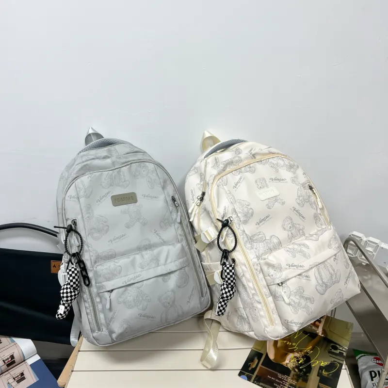 URBAN FOREST Composite Cloth Backpack Unisex White/Gray/Black/Green-7
