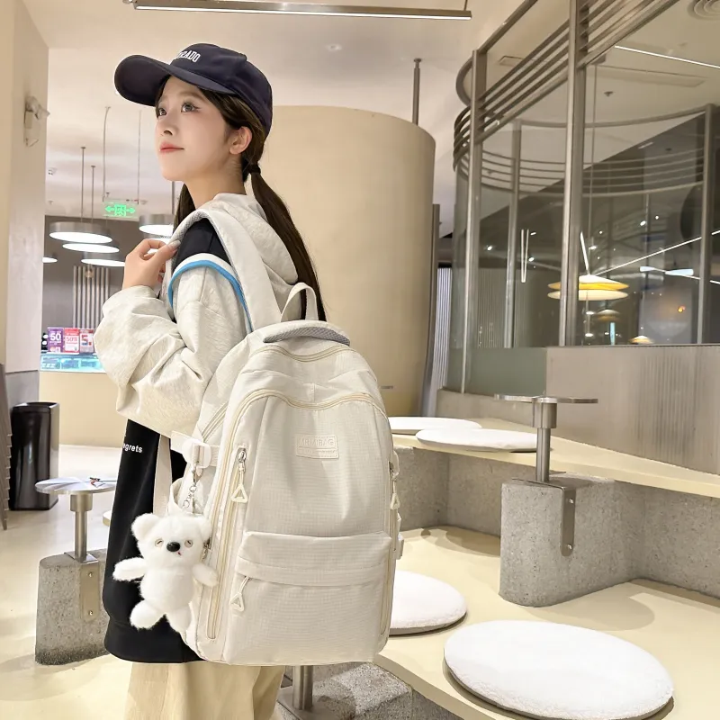 URBAN FOREST Nylon Backpack Unisex Ecru/Black/Pink/Light Purple/Yellow/Light Blue-3