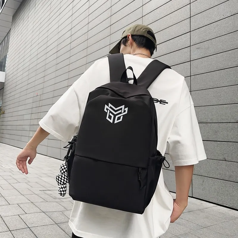 URBAN FOREST Nylon Backpack Unisex Black With White Logo/Black Logo/White/Gray/Blue-2