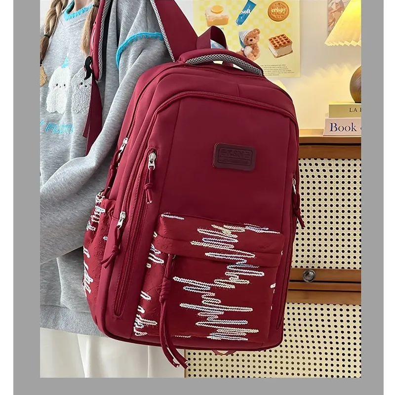 URBAN FOREST Nylon Backpack Regular Unisex White/Black/Pink/Burgundy/Blue-7