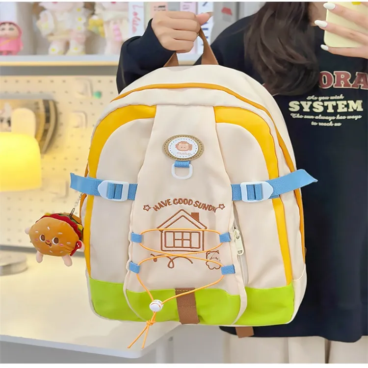 URBAN FOREST Nylon Backpack Regular Unisex White & Pink Blue/White & Yellow Blue/White & Yellow Green Black-11