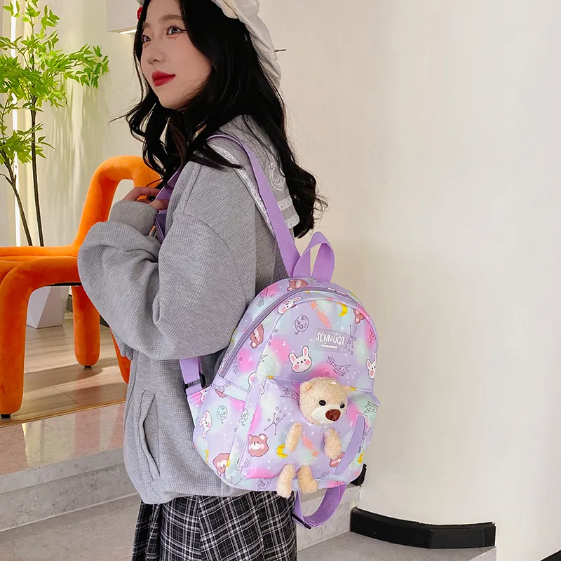 URBAN FOREST Nylon Backpack Women's Pink/Violet/Green/Blue/Black-13