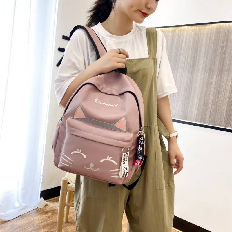 URBAN FOREST Nylon Backpack Regular Unisex Black/Pink/Red/Green-8