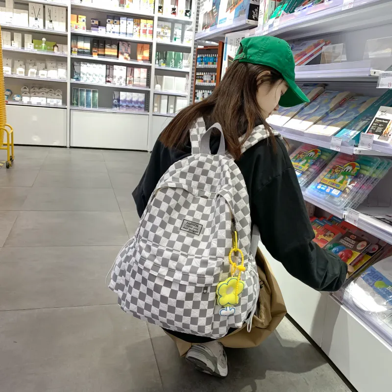 URBAN FOREST Nylon Backpack Unisex White/Black/Green/Blue-5