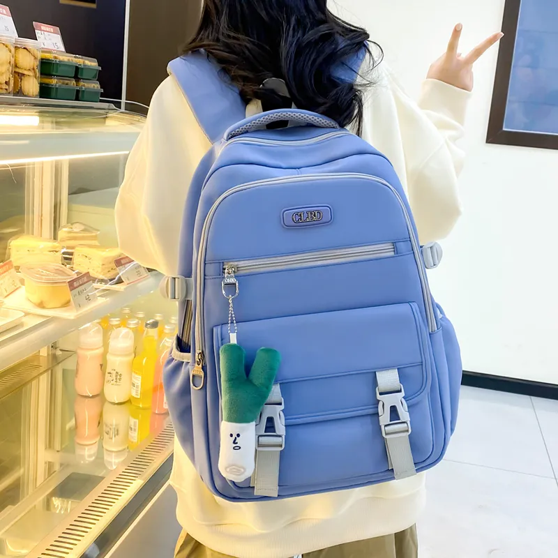 URBAN FOREST Nylon Backpack Unisex White/Black/Blue/Pink-6