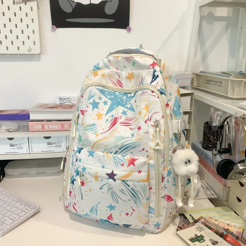 URBAN FOREST Nylon Backpack Women's Black/White/Purple/Pink-4