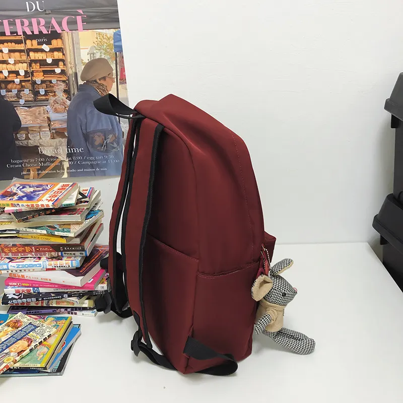URBAN FOREST Nylon Backpack Unisex White/Black/Burgundy-10