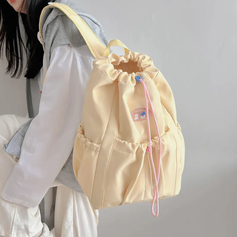 URBAN FOREST Nylon Backpack Unisex Ecru/Black/Yellow/Light Green/Pink-10