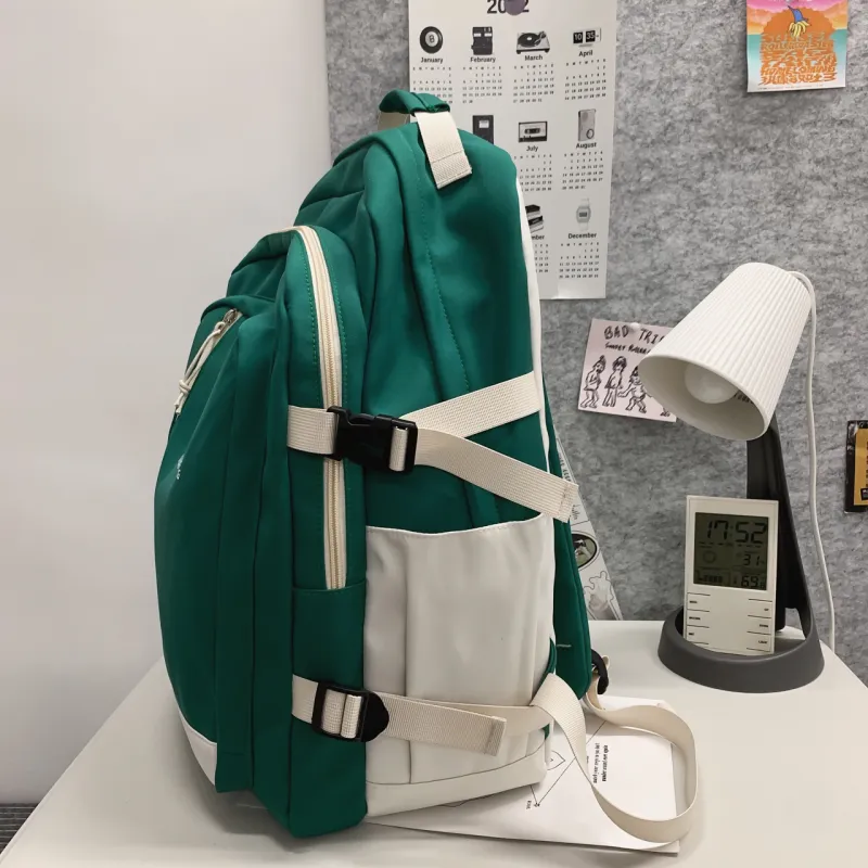URBAN FOREST Nylon Backpack Unisex Black/Green/Khaki/White-8