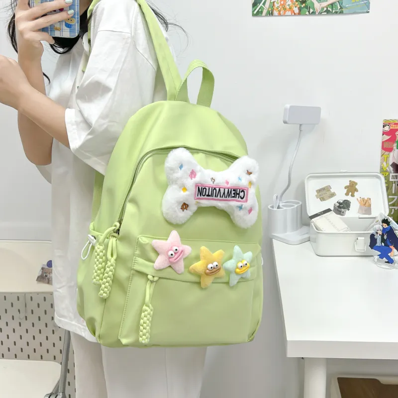 URBAN FOREST Composite Cloth Backpack Unisex Yellow/Pink/Black/Green/White-22