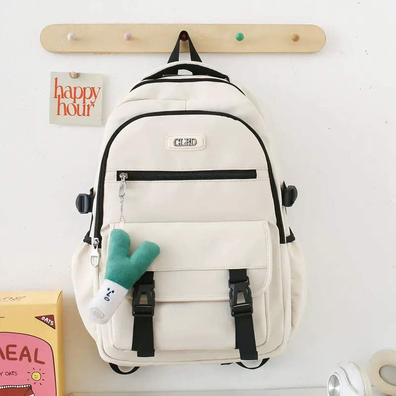 URBAN FOREST Nylon Backpack Unisex White/Black/Blue/Pink-1