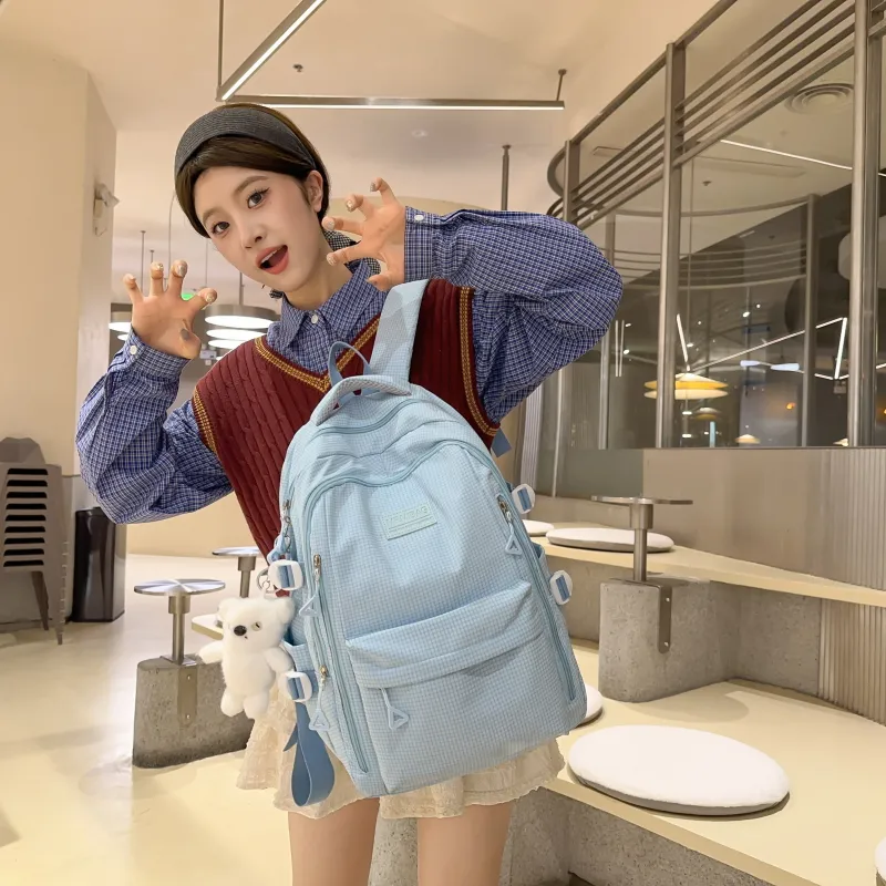 URBAN FOREST Nylon Backpack Unisex Ecru/Black/Pink/Light Purple/Yellow/Light Blue-27