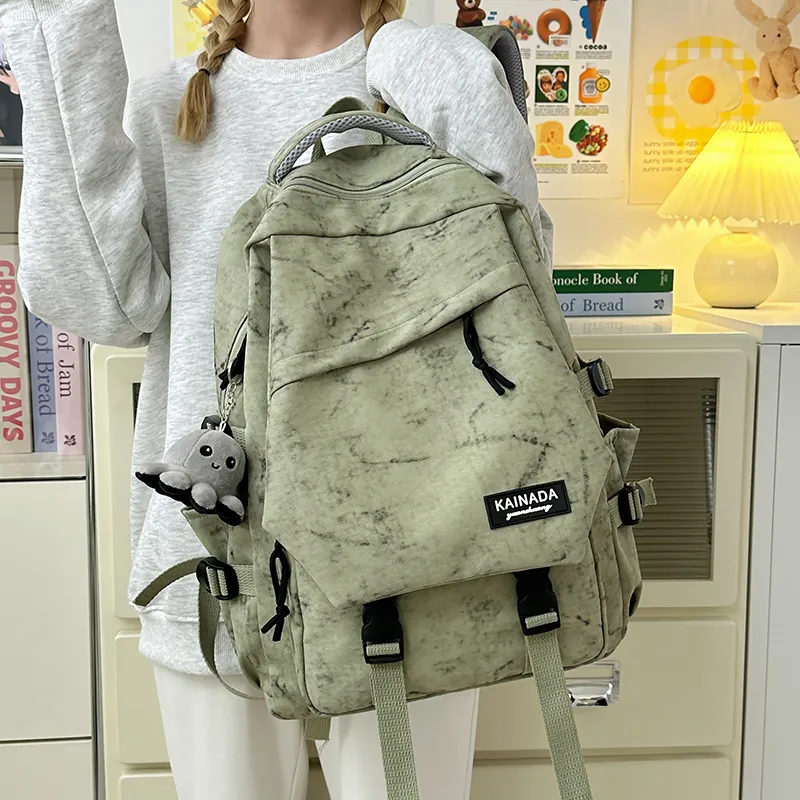 URBAN FOREST Nylon Backpack Unisex Ecru/Black/Burgundy/Green-23