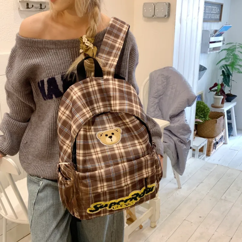 URBAN FOREST Nylon Backpack Unisex Red/Brown/Coffee-6