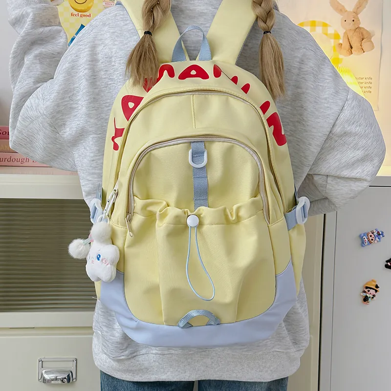 URBAN FOREST Nylon Backpack Unisex Yellow/Blue/Pink/Black/White-10