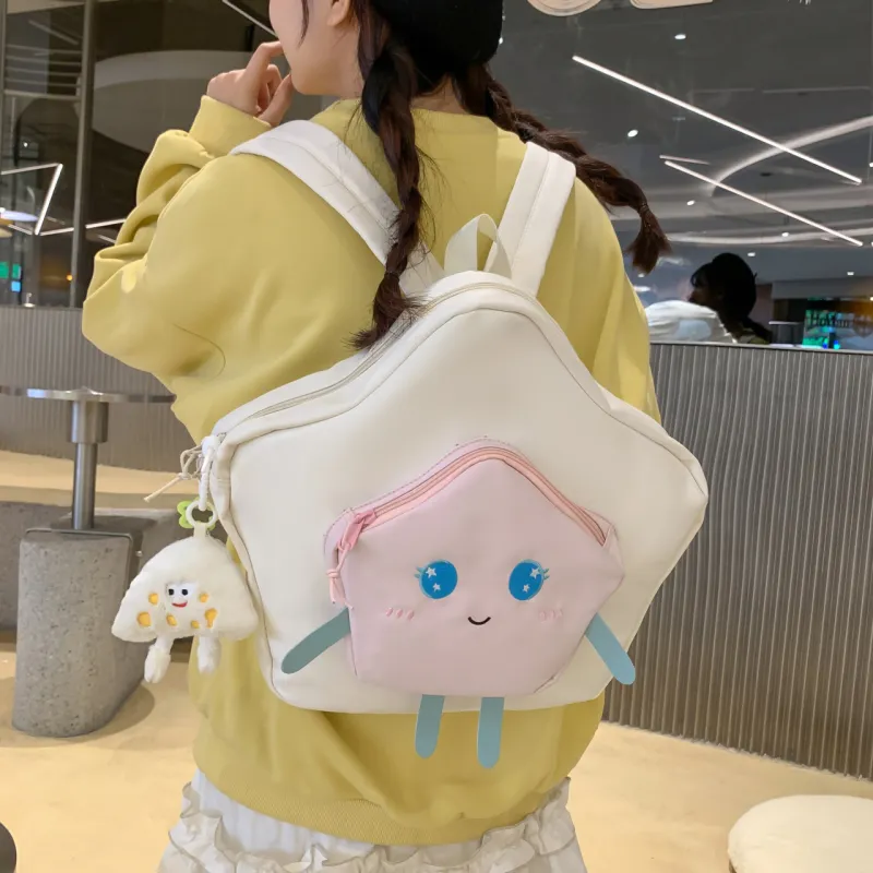 URBAN FOREST Nylon Backpack Unisex Pink/Yellow/White-13