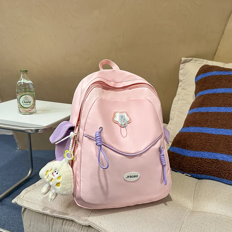 URBAN FOREST Nylon Backpack Unisex White/Black/Light Yellow/Sky Blue/Pink-20
