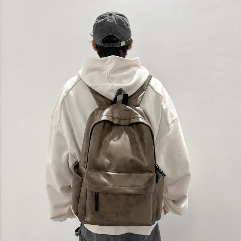 URBAN FOREST PU Backpack Unisex Gray/Blue/Coffee-14