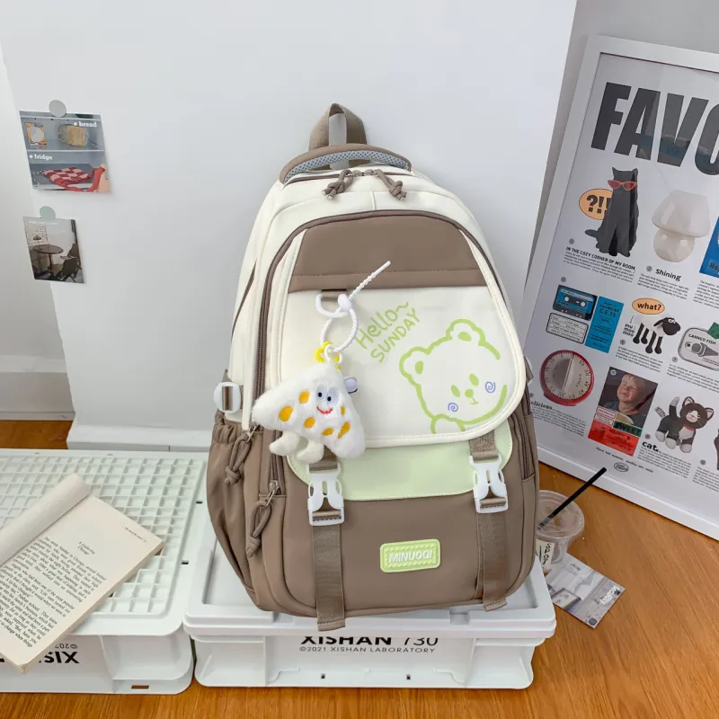 URBAN FOREST Twill Backpack Unisex Black/Pink/Purple/Khaki/Light Green-20
