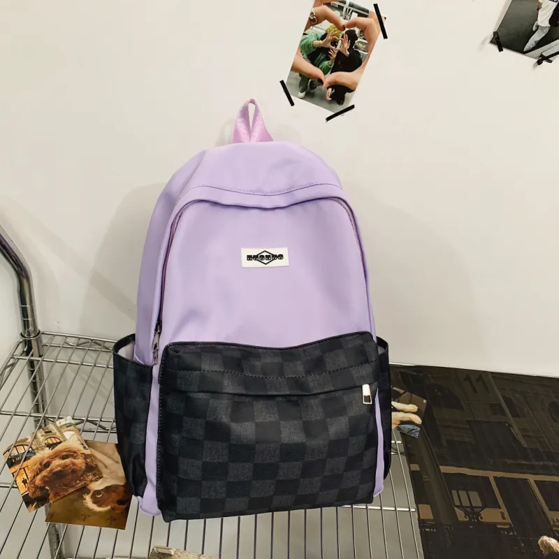 URBAN FOREST Nylon Backpack Regular Unisex Black/Pink/Purple/Lake Blue/Navy Blue-14
