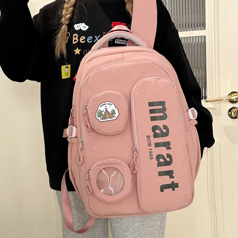 URBAN FOREST Nylon Backpack Regular Unisex Ecru/Light Gray/Black/Yellow/Pink-19