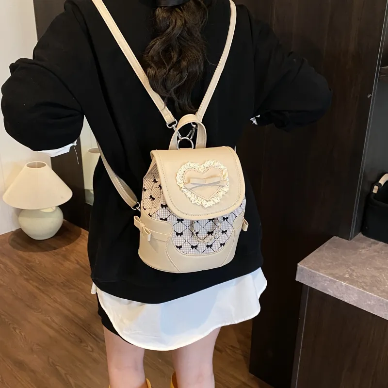 URBAN FOREST PU Backpack Women's White/Silver/Brown-4