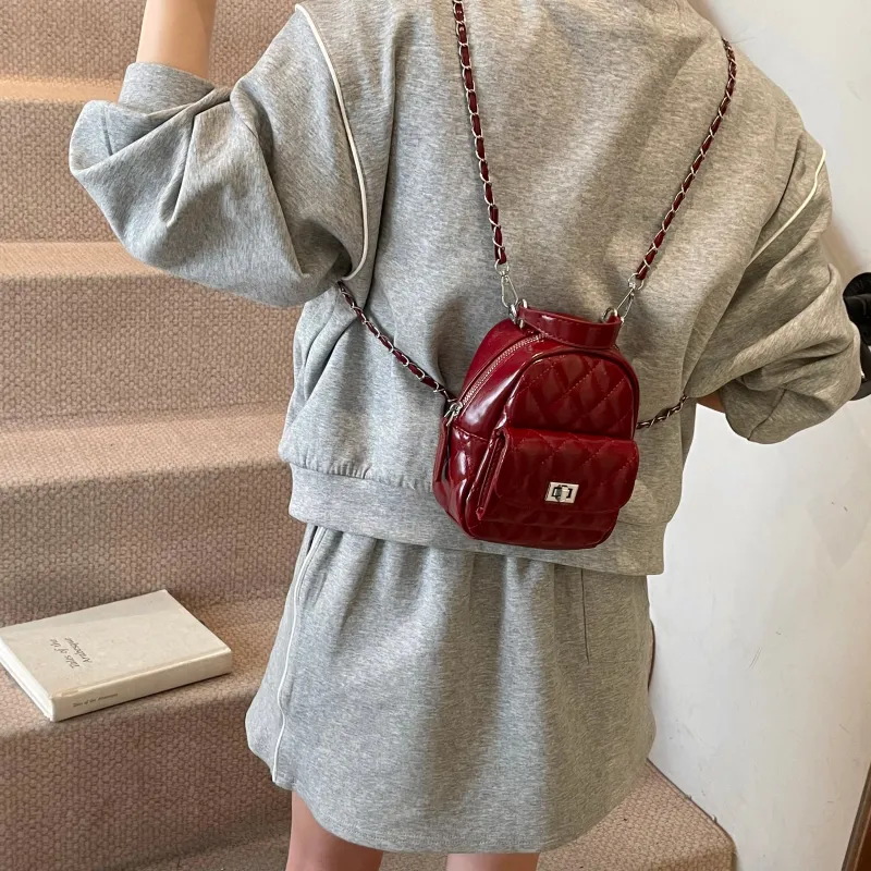 URBAN FOREST Pu Backpack Regular Women's Pink/White/Silver/Red/Black-23