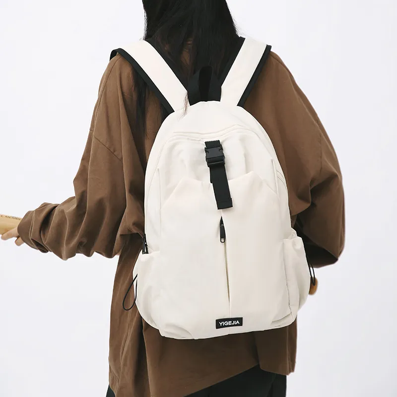 URBAN FOREST Nylon Backpack Unisex Orange/Army Green/Ecru/Black/Dark Blue-10