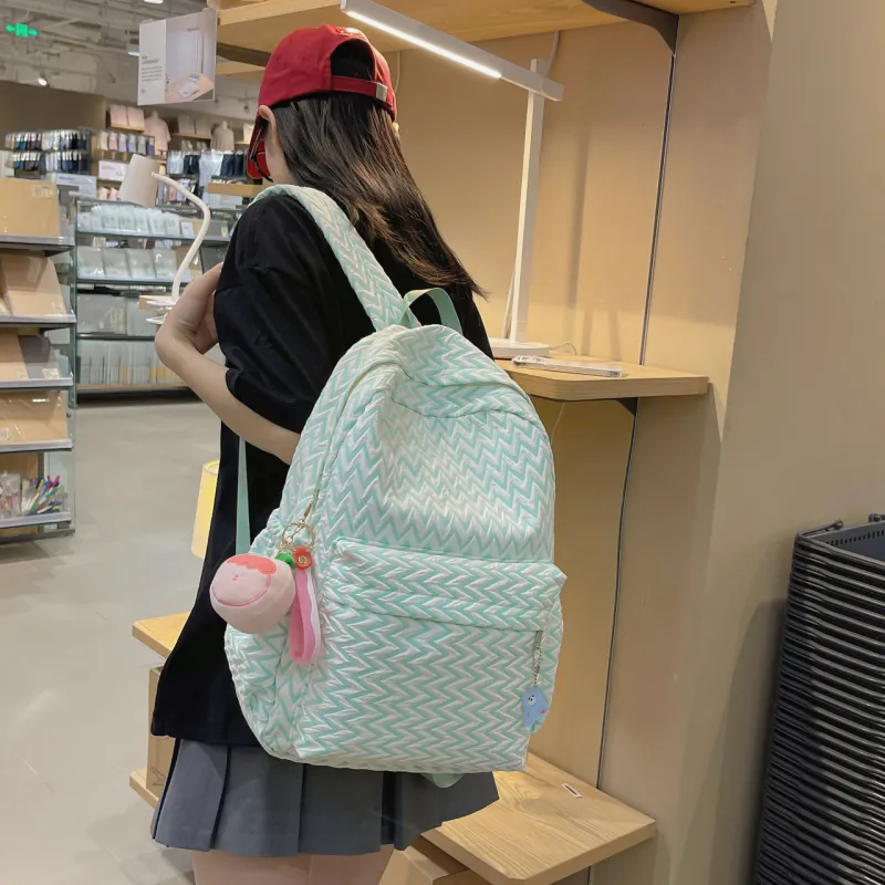 URBAN FOREST Nylon Backpack Unisex Yellow/Light Green/Light Blue/Pink/Silver-7